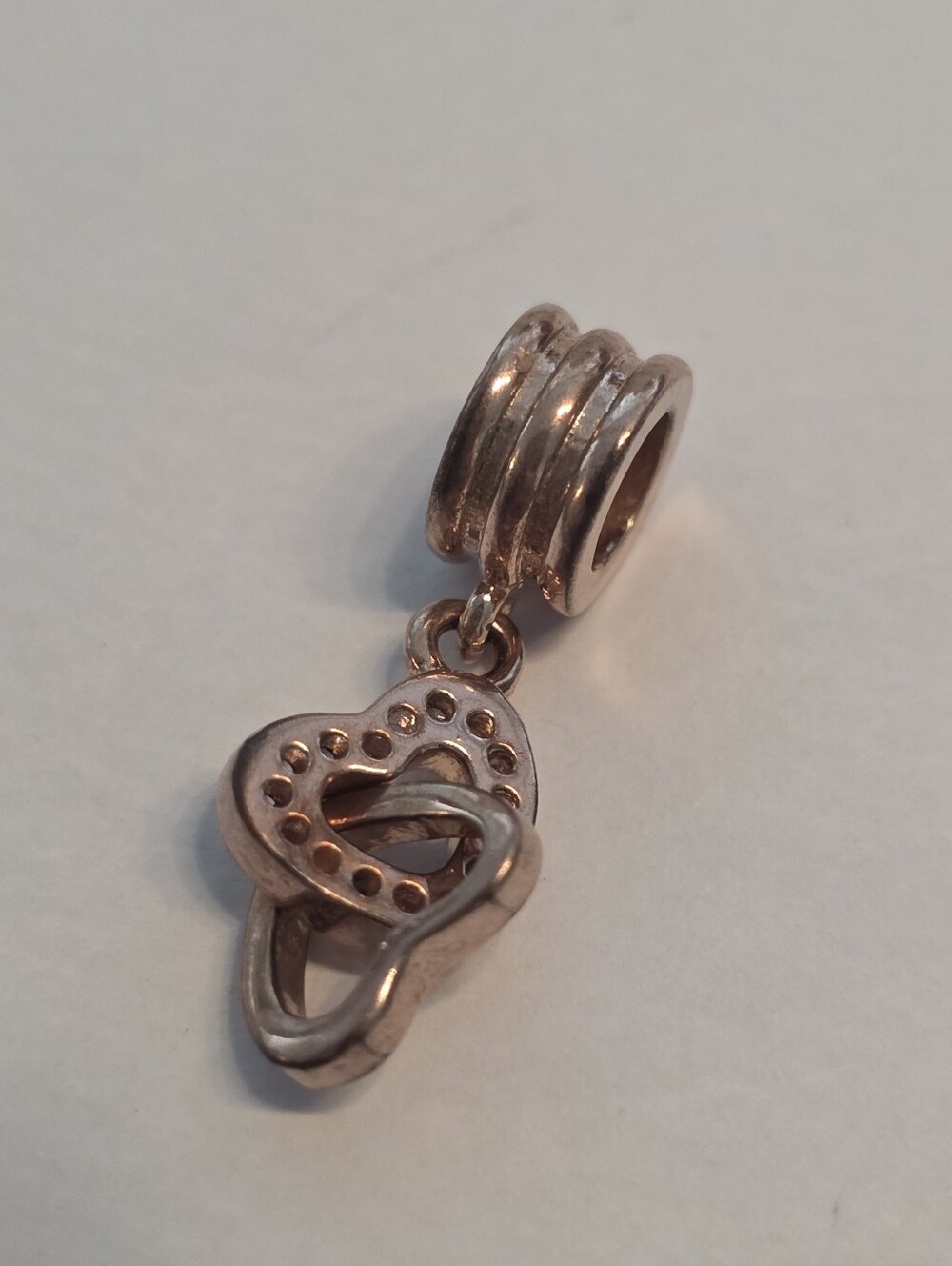 Pandora Rose Gold Interlocking Hearts Dangle Charm Retired - Picture 6 of 6